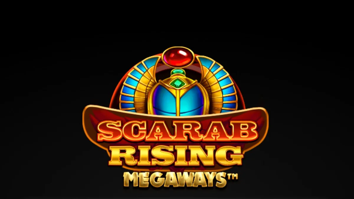 Interface do jogo Scarab Rising Megaways com temática egípcia