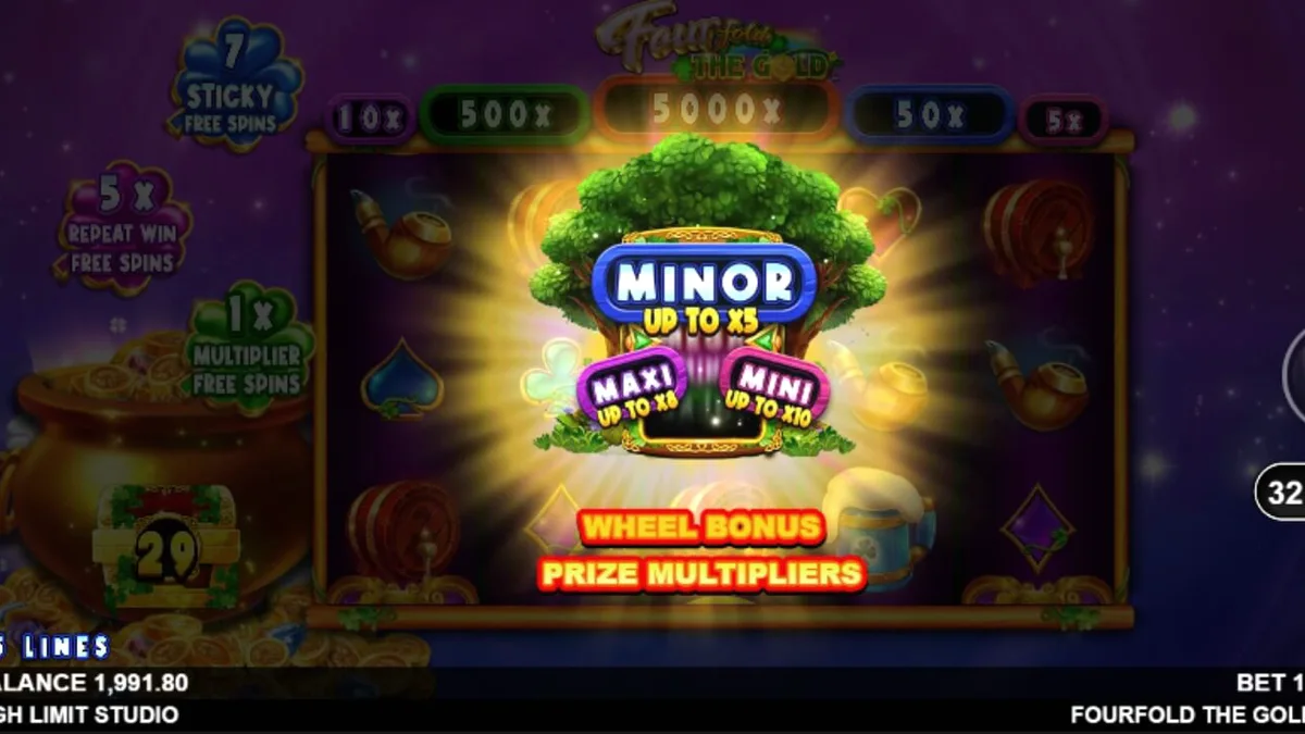 Visual vibrante e cósmico do slot Fourfold the Gold com elementos irlandeses